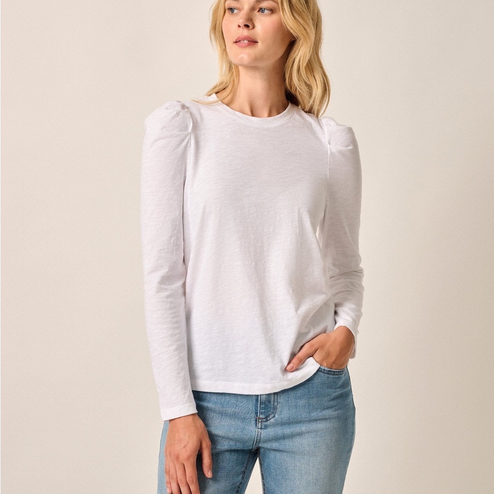 Nation LTD White Ruffled Blouse with flared sleeves
